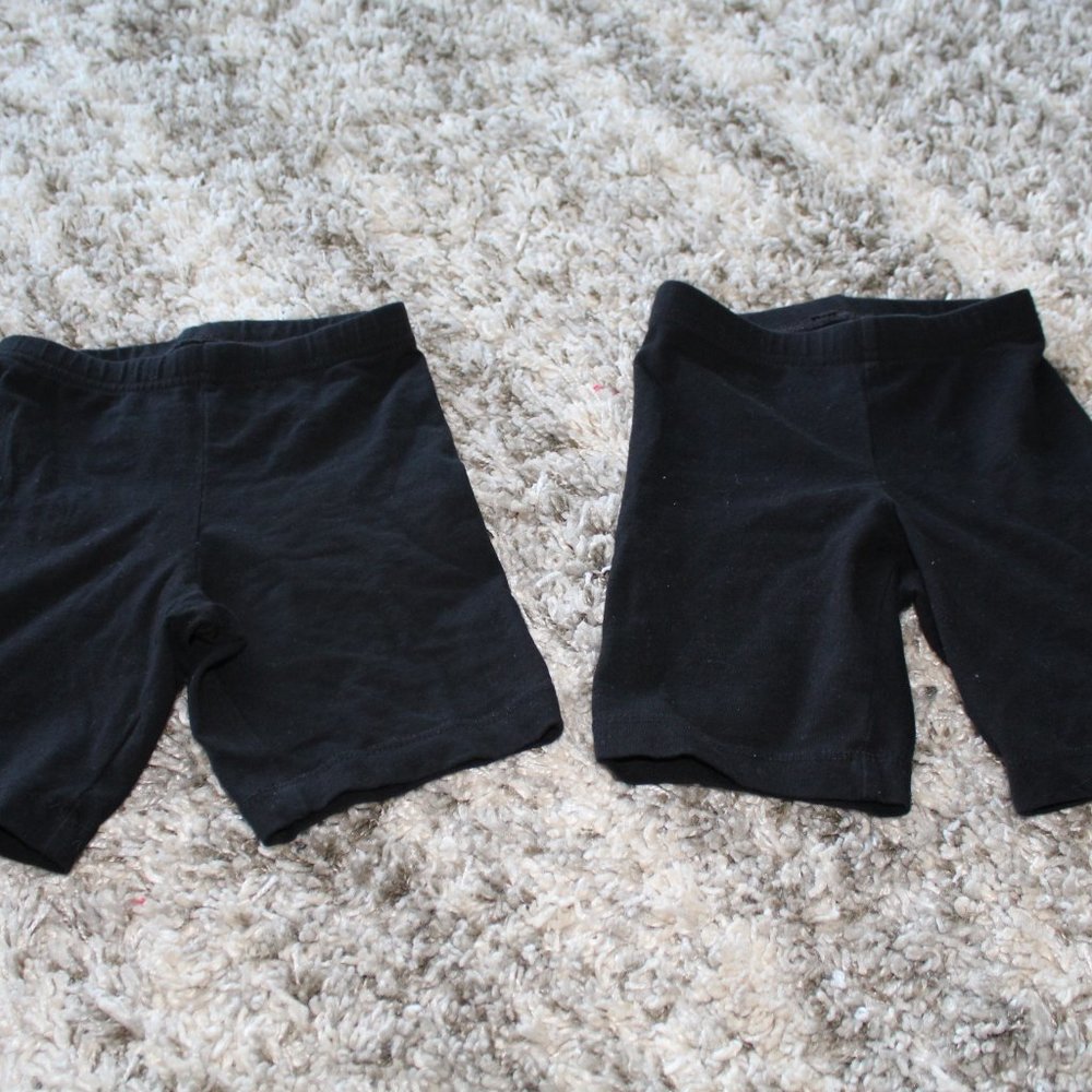 Lot of 2 Girls Old Navy Solid Black Biker Shorts Size S (6-7) Stretch
